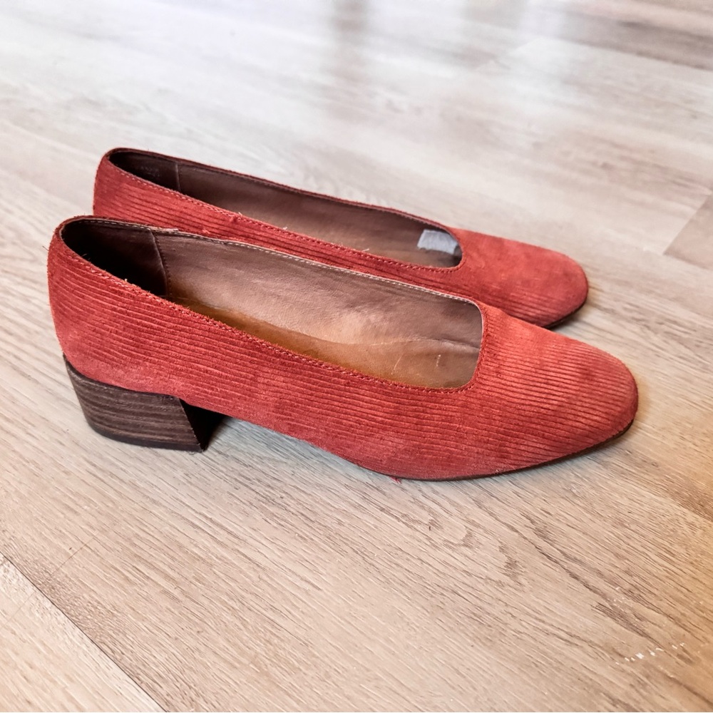 Madewell corduroy ballet shoes with block heel